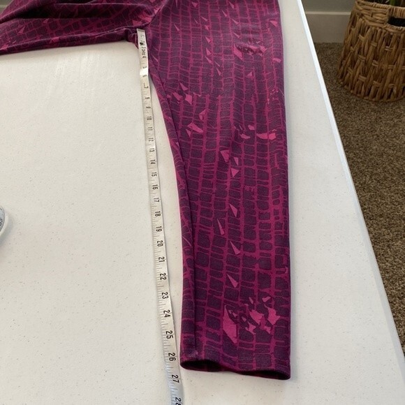 Soft Surroundings High Waist Purple Leggings Abstract Print Wide Yoga Band Soft - Picture 10 of 12